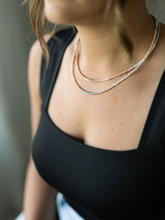 Sterling Silver and Seed Bead Repeater Necklace - 34"