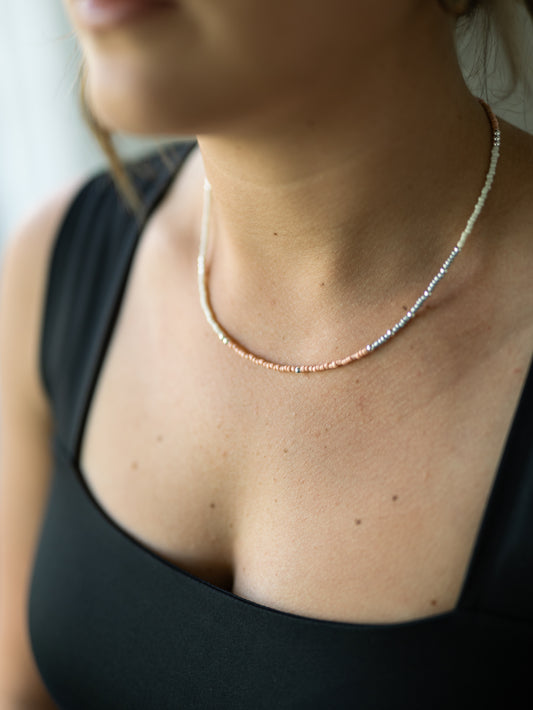 Sterling Silver and Seed Bead Repeater Necklace - 18"