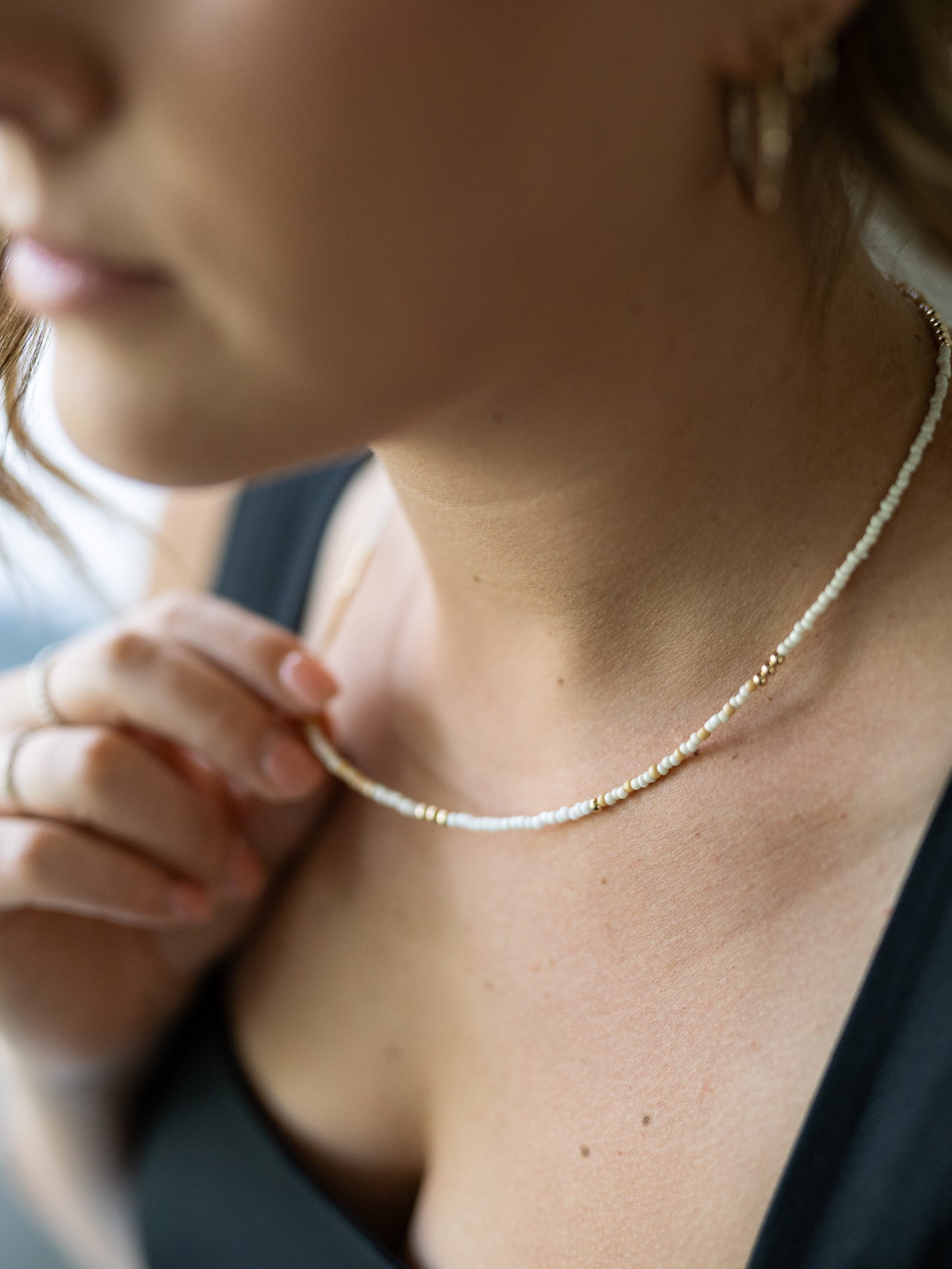 Gold Filled and Seed Bead Repeater Necklace - 18"
