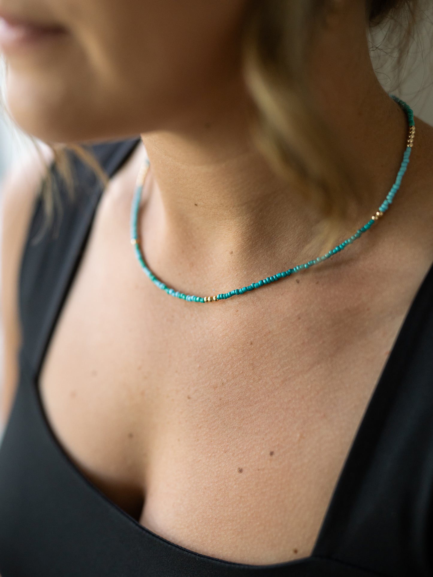 Gold Filled and Seed Bead Repeater Necklace - 18"