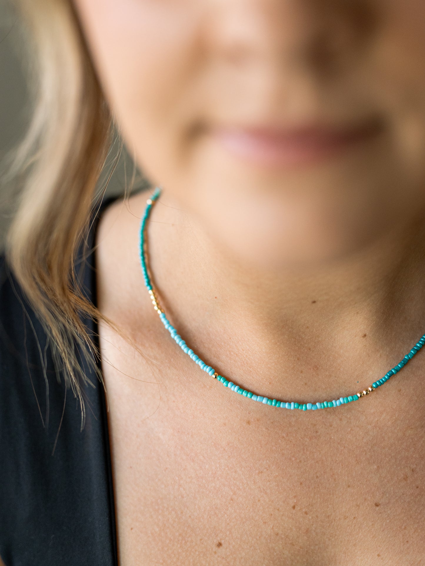 Gold Filled and Seed Bead Repeater Necklace - 18"