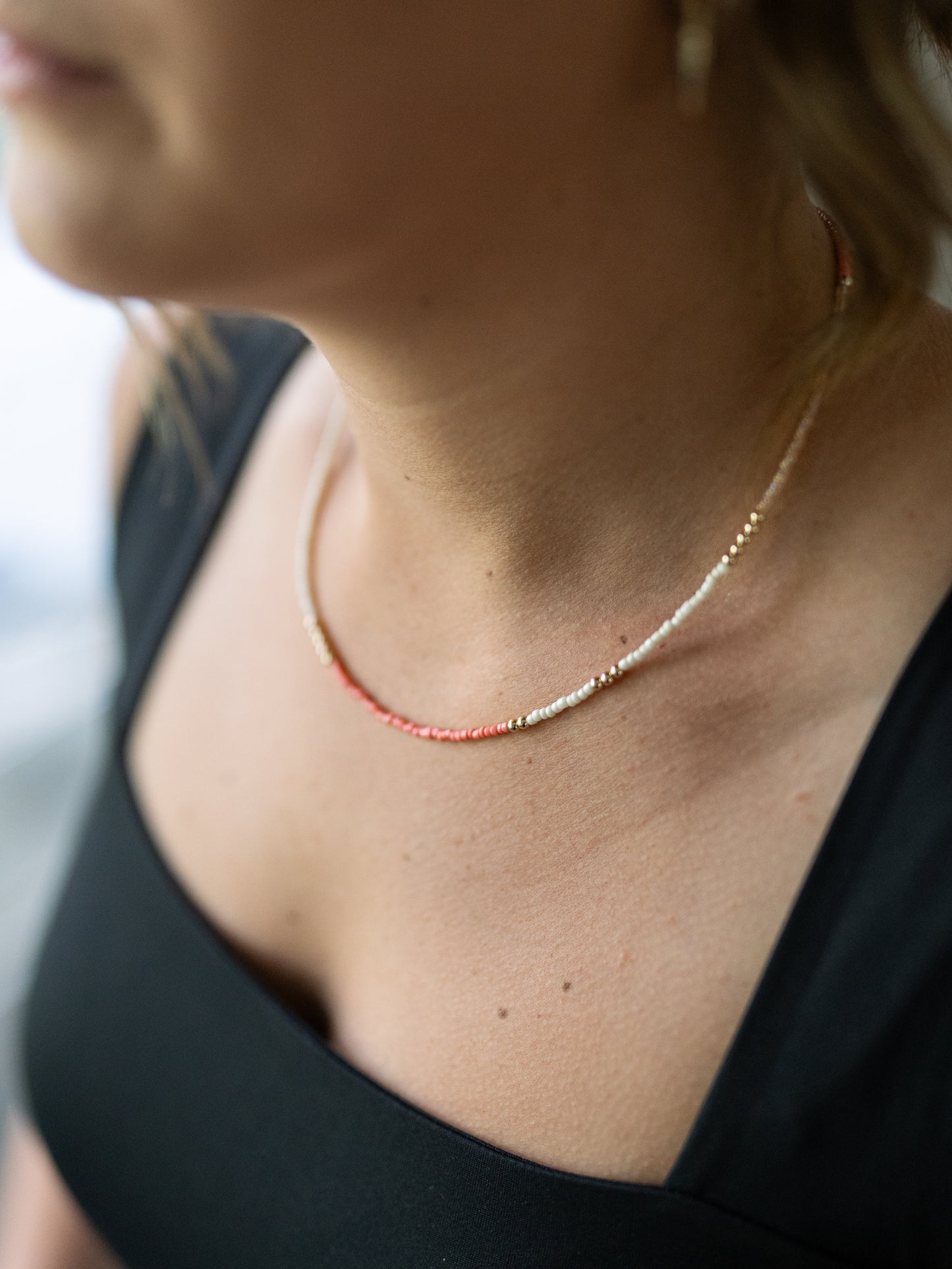 Gold Filled and Seed Bead Repeater Necklace - 18"
