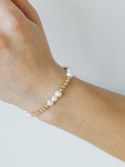 14k Gold Filled Freshwater Pearl Bracelet - Size 6.5
