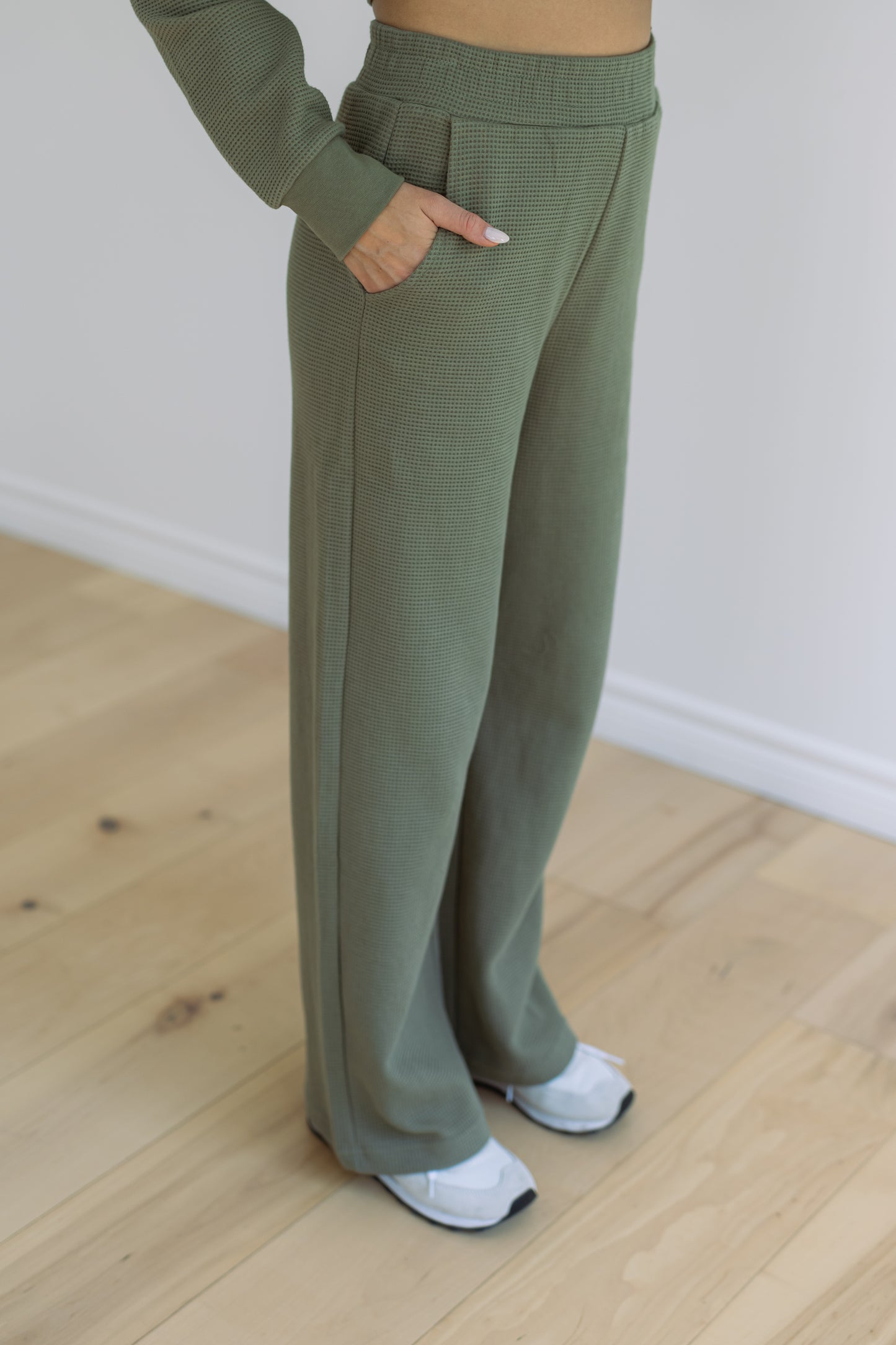 Waffle Knit Wide Leg Pants