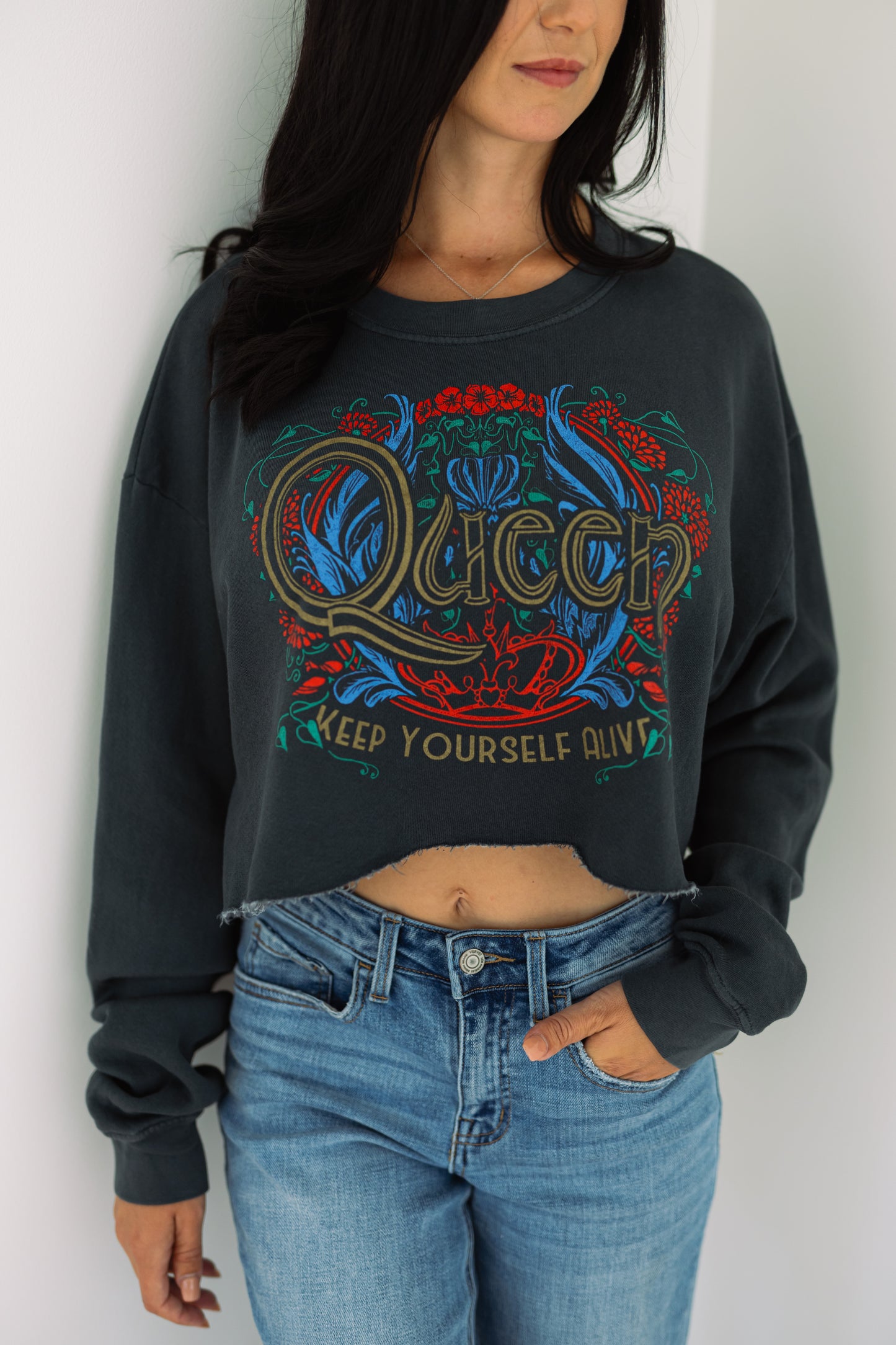 Queen Keep Yourself Alive Cut Off Sweatshirt